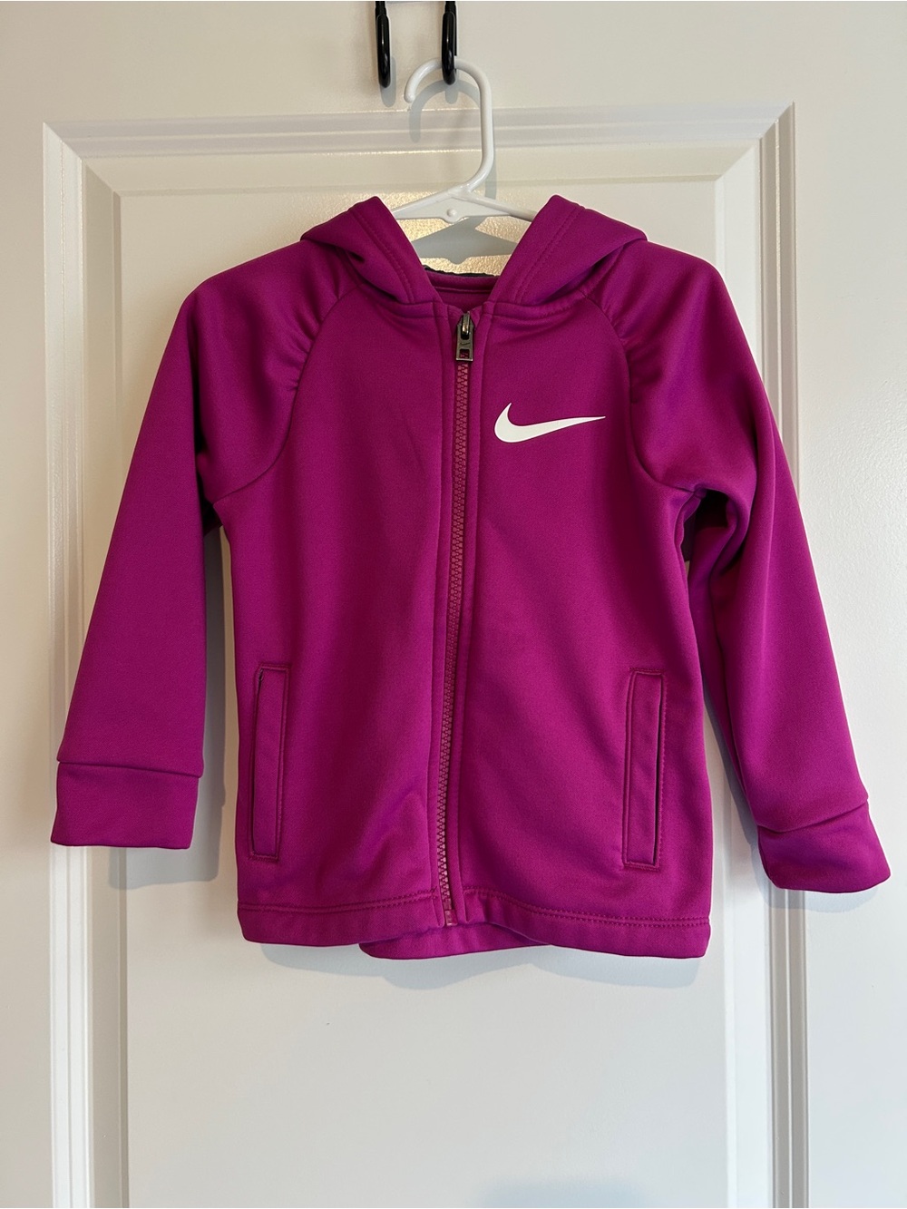 Nike Toddler Magenta Full-Zip Hooded Sweatshirt with White Swoosh